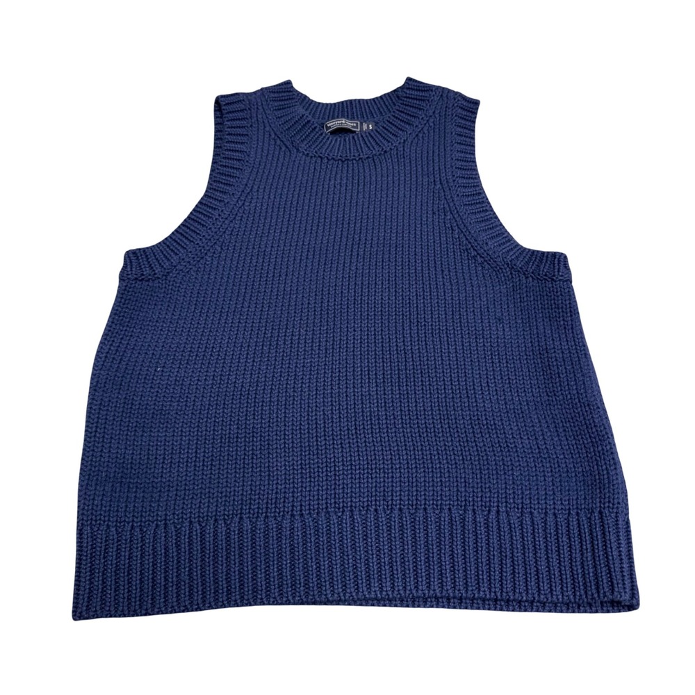 Vineyard Vines Navy Blue Shaker Knit Sweater Vest Women Small Preppy Cottagecore
